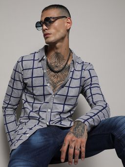 Campus Sutra - Mens Grey Graph Check Shirt