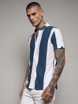 Campus Sutra - Mens Striped Button Up Cotton Shirt