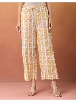 Fabindia - Yellow Cotton Hand Block Printed Casual Ethnic Pant