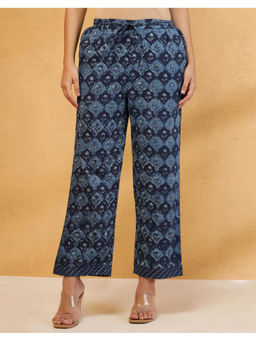 Fabindia - Indigo Blue Cotton Dabu Printed Ethnic Casual Pant