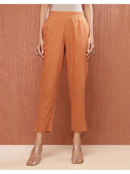 Fabindia - Rust Cotton Regular Fit Ethnic Pant