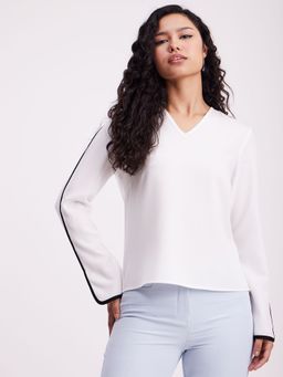 FableStreet - Colour Block Top - White