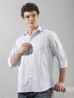 CRIMSOUNE CLUB - Mens White Printed Casual Shirt