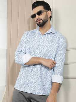 CRIMSOUNE CLUB - Mens Blue Graphic Print Casual Shirt