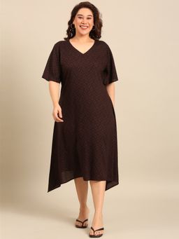 THE PINK MOON - Black Printed V-Neck Dress