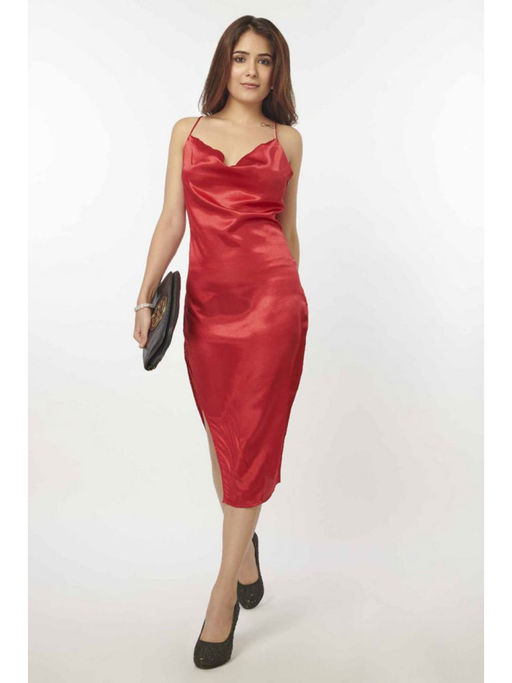 Neck Maxi Dress Boohoo Satin Cowl Neck Lace Up Fishtail Midi