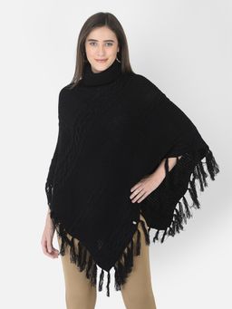 Latin Quarters - Black Flare Sleeve Textured Poncho