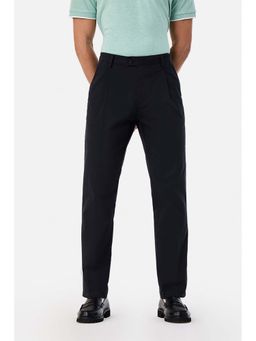 Snitch - Navy Blue Solid Slim Casual Chinos