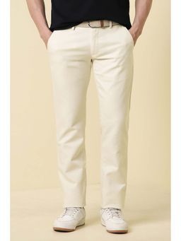 Allen Solly - Men Cream Solid Casual Trousers
