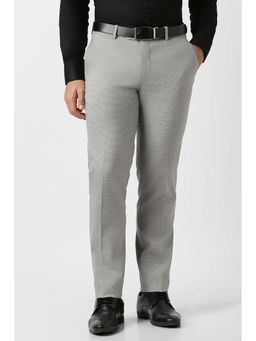 Peter England - Men Grey Textured Formal Trousers