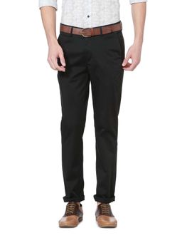 Peter England - Men Black Solid Formal Trousers