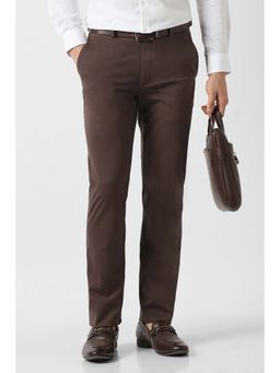 Van Heusen - Men Brown Solid Trousers