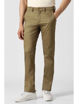 Van Heusen - Men Khaki Solid Trousers