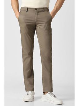 Van Heusen - Men Beige Solid Trousers