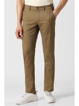 Van Heusen - Men Khaki Solid Trousers
