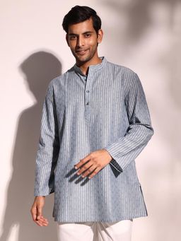 Fabindia - Grey Cotton Woven Regular Fit Short Kurta
