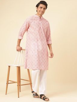 Fabindia - Pink Cotton Hand Block Printed Long Kurta