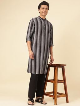 Fabindia - Black Cotton Stripes Long Kurta
