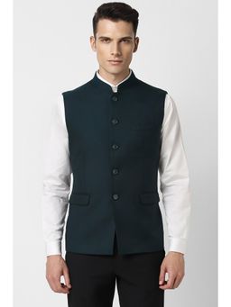 Van Heusen - Men Green Solid Formal Nehru Jacket