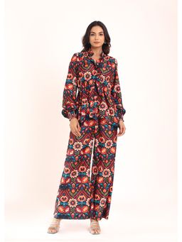 Kaori By Shreya - Multicolour Floral Relaxed Co-ords Top and Pant with 2 Pockets (Set of 2)