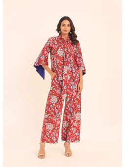 Kaori By Shreya - Multicolour Floral Relaxed Co-ords With Front Closure Top and Pant (Set of 2)