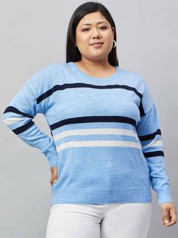 Club York - Blue Stripes Plus Size Sweater