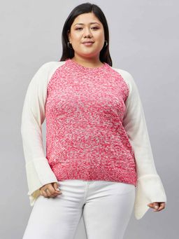 Club York - Pink Color Block Plus Size Sweater