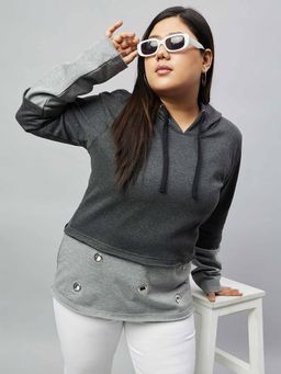 Club York - Grey Color Block Plus Size Sweatshirt