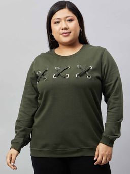 Club York - Olive Solid Plus Size Sweatshirt
