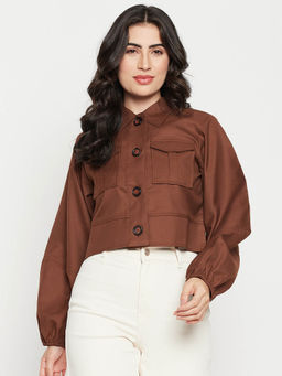 Madame - Women Brown Crop Jacket