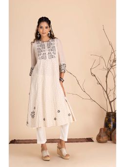 Karuna Khaitan - Off White Hooghan Co-Ord (Set of 3)