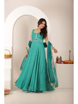 DEASHA INDIA - Sandhya Green Buti Anarkali with Pant and Dupatta (Set of 3)