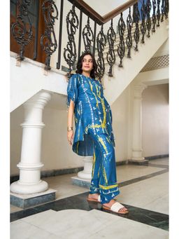 UNDYED - Navy Blue Jasmine Blue Tie-Dye X Chikankari Co-Ord (Set of 2)