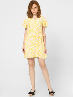 VERO MODA - Women Floral Print Casual Wear Yellow Dress