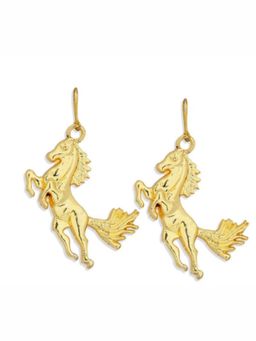 ORNAMAAS - Gold Warrior Horse Dangler Earrings