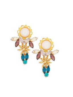 ORNAMAAS - Gold Pearl Flower Bouquet Earrings