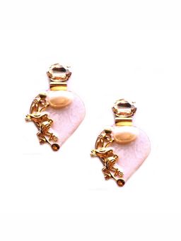 ORNAMAAS - Lovebird Pearl Enamelled White Earrings