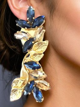 Nam Jewels - Gold plated Montane Victory Navy Blue Earrings
