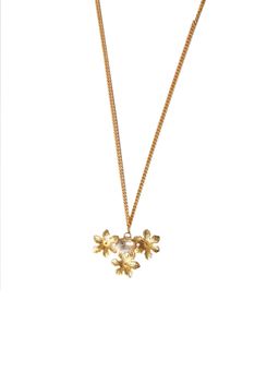 ORNAMAAS - Gold Plated Jasmine Golden Shadow White Long Necklace
