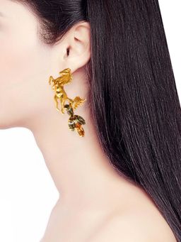 ORNAMAAS - Rebel Horse Champagne Gold Earrings