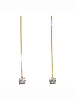 ORNAMAAS - Gold Plated Crystal Chaton Stick White Earrings