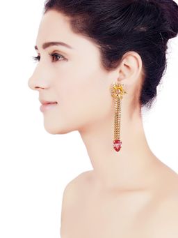 ORNAMAAS - Jasmin Ambreen Chain Pink Earrings