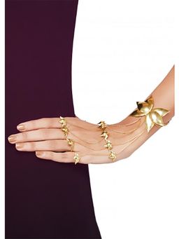 ORNAMAAS - Gold Five Finger Line Lotus Wedding Hand Harness