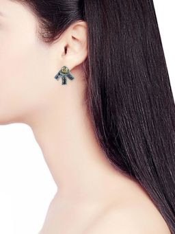 ORNAMAAS - Smoke Black Silver Plated Earring