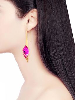 ORNAMAAS - Inflorescence Flower Vinifera Magenta Marquis Hoop Earrings