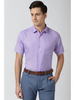 Peter England - Men Purple Half Sleeves Formal Shirt