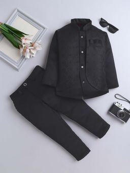 FOURFOLDS - Black Jodhpuri Indo Western Co-Ord Set