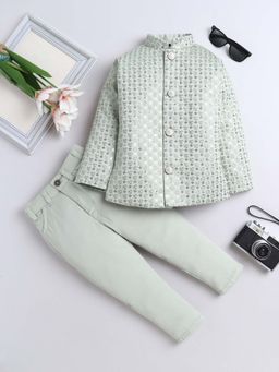 FOURFOLDS - Green Sequins Embellished Indo Western Co-Ord Set