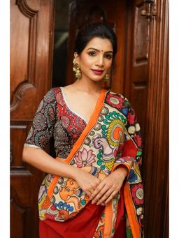 Shobitam - Womens Silk Printed Black Stitched Blouse