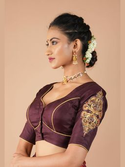 Shobitam - Womens Silk Solid Purple Stitched Blouse